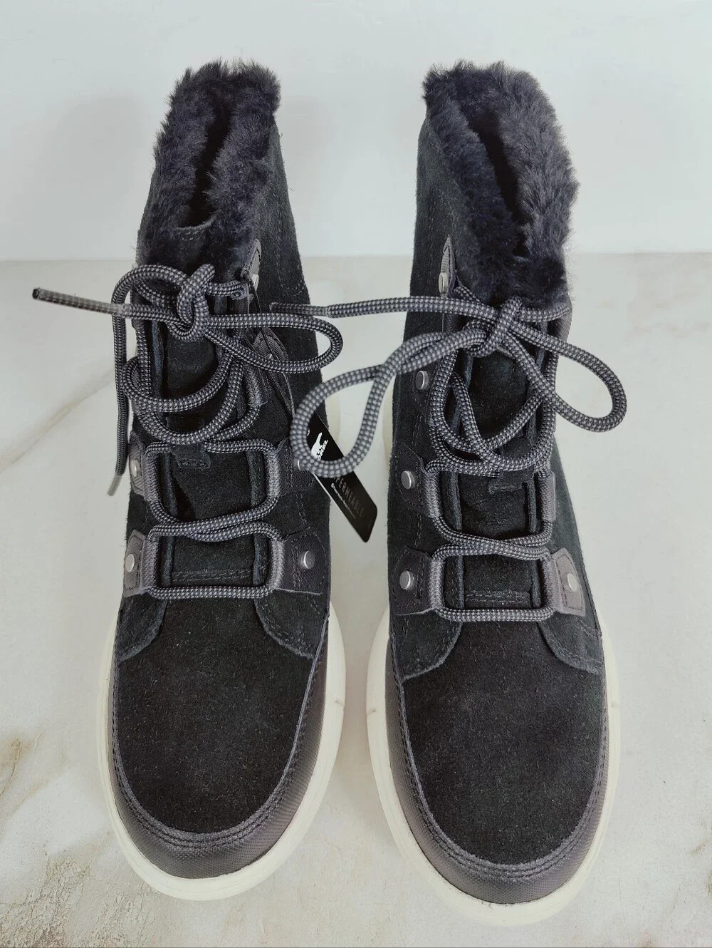 NWT Sorel Women's Explorer II Joan Winter Snow Boots, Black White, Sz 6